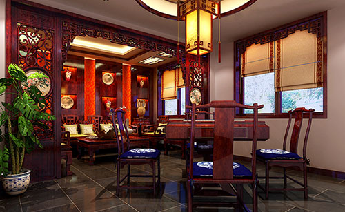 冀州古典中式风格茶楼包间设计装修效果图