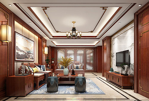 冀州小清新格调的现代简约别墅中式设计装修效果图